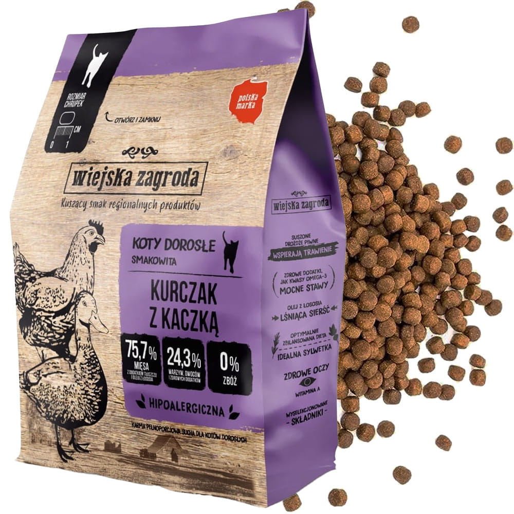 Wiejska Zagroda Karma sucha dla kota kurczak kaczka 400g